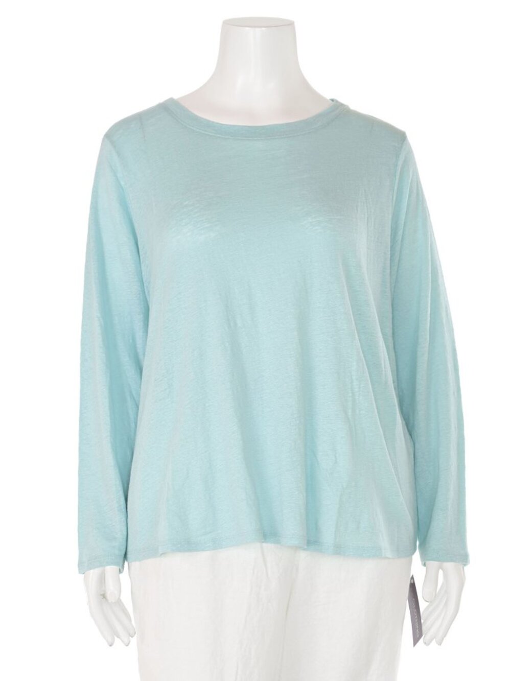 NWT Eileen Fisher $128 Pool Organic Linen Jersey Crew Neck Long Sleeve Top sz XL
